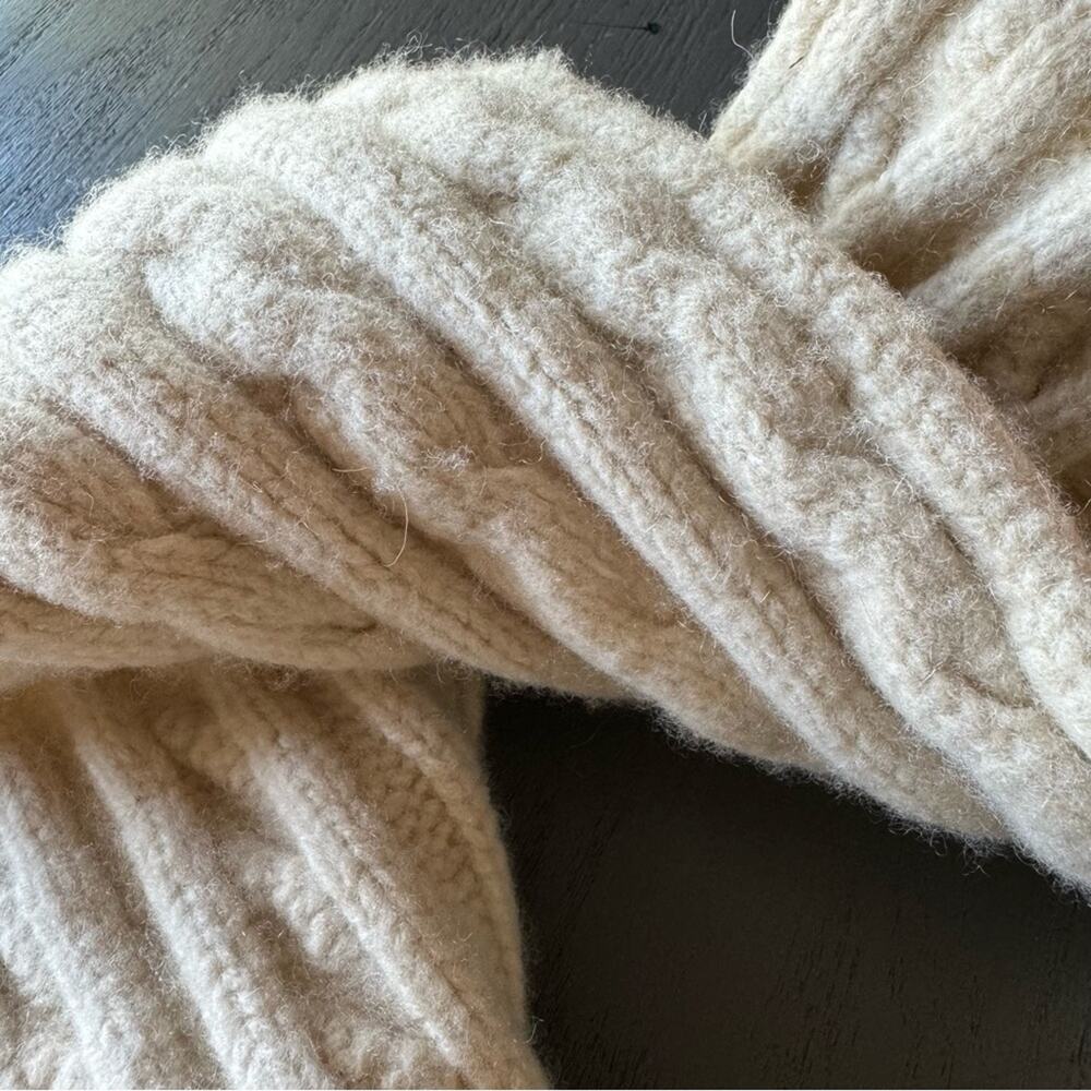 Vintage Ralph Lauren Scarf Cable Knit Cashmere Wool Thick 69โ Winter - Picture 4 of 8
